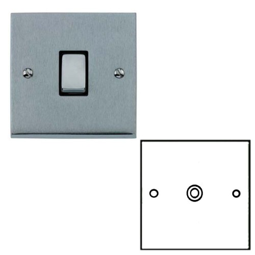 1 Gang Non-Isolated TV/Coaxial Socket in Satin Chrome Raised Plate with White Trim Victorian Elite
