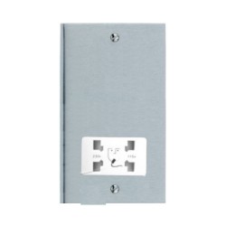 Shaver Socket Dual Output Voltage 110/240V in Satin Chrome Raised Plate with White Trim Victorian Elite