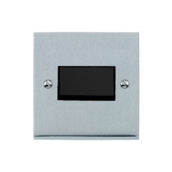 6A Triple Pole Fan Isolating Switch in Satin Chrome Raised Plate with Black Trim Victorian Elite