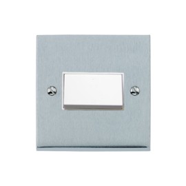 6A Triple Pole Fan Isolating Switch in Satin Chrome Raised Plate with White Trim Victorian Elite
