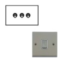 3 Gang 2 Way 20A Dolly Switch Satin Nickel Raised Plate and Toggle Switch Victorian Elite