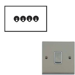 4 Gang 2 Way 20A Dolly Switch Satin Nickel Raised Plate and Toggle Switch Victorian Elite