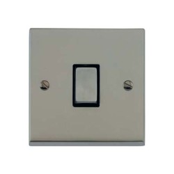 1 Gang 20A Double Pole Switch in Satin Nickel Raised Plate with Black Trim Victorian Elite