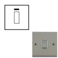 1 Gang 20A Double Pole Switch with Neon in Satin Nickel Raised Plate with White Trim Victorian Elite