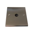 1 Gang Non-Isolated TV/Coaxial Single Socket in Satin Nickel Raised Plate with Black Trim Victorian Elite
