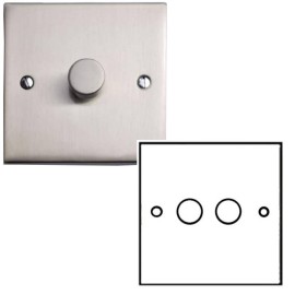 2 Gang 2 Way Trailing Edge LED Dimmer Switch 10-120W in Satin Nickel Raised Plate Victorian Elite
