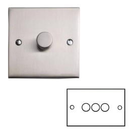 3 Gang 2 Way Trailing Edge LED Dimmer Switch 10-120W in Satin Nickel Raised Plate Victorian Elite