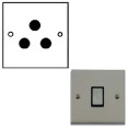 1 Gang Round 3 Pin 5A Unswitched Socket in Satin Nickel Raised Plate with Black Trim Victorian Elite