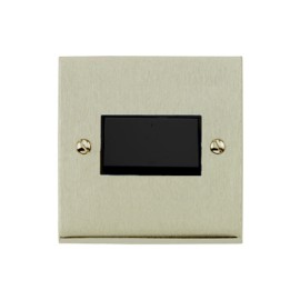 6A Triple Pole Fan Isolating Switch in Satin Nickel Raised Plate with Black Trim Victorian Elite