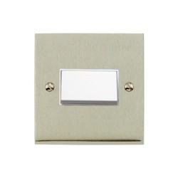 6A Triple Pole Fan Isolating Switch in Satin Nickel Raised Plate with White Trim Victorian Elite