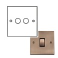 2 Gang 2 Way Push On/Off Dimmer Switch 400W Antique Brass Raised Plate Victorian Elite