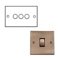 3 Gang 2 Way Trailing Edge 10W-120W LED Dimmer Antique Brass Raised Plate Victorian Elite