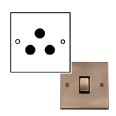 1 Gang Round 3 Pin 5A Unswitched Socket Antique Brass Raised Plate Black Trim Victorian Elite