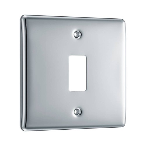 1 Gang Nexus Grid Front Plate for 1 Grid Module in Polished Chrome, Nexus Grid System, BG Nexus RNPC1 (Cover Plate Only)