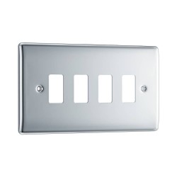 Nexus Grid Front Plate for 4 Grid Modules in Polished Chrome, Nexus Grid System, BG Nexus RNPC4 (Cover Plate Only)