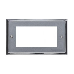 4 Gang Euro Module Satin Chrome Plate/Polished Chrome Edge Stepped Plate with White Insert (Plate Only)