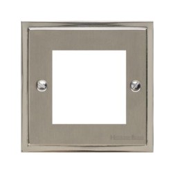 2 Gang Euro Module Stepped Plate in Satin Nickel Plate/Polished Nickel Edge White Insert (Plate Only)