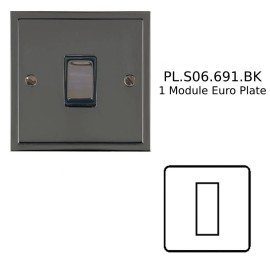 1 Module Euro Plate Black Nickel Elite Stepped Plate with Black Insert (Cover Plate Only)