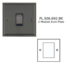 2 Module Euro Plate Black Nickel Elite Stepped Plate with Black Insert (Cover Plate Only)