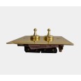 2 Gang 2 Way 20A Dolly Switch in Polished Brass Plate and Dolly, Elite Stepped Flat Plate