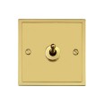1 Gang 2 Way 20A Dolly Switch in Polished Brass Plate and Dolly, Elite Stepped Flat Plate