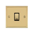 1 Gang 2 Way 10A Rocker Switch in Polished Brass and Black Trim Elite Stepped Flat Plate