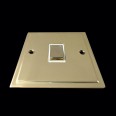 1 Gang Intermediate 10A Rocker Switch in Polished Brass and White Trim Elite Stepped Flat Plate