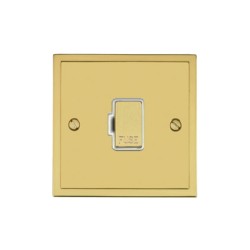 13A Unswitched Fused Spur in Polished Brass with White Trim Elite Stepped Flat Plate