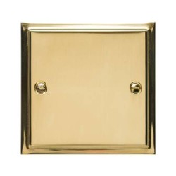 1 Gang Single Section Blank Plate in Polished Brass Stepped Flat Plate