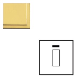45A Red Rocker Cooker Switch (Single Plate) with Neon in Polished Brass with White Trim Elite Stepped Flat Plate