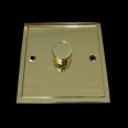 1 Gang 2 Way Trailing Edge LED Dimmer 10-120W in Polished Brass, Elite Stepped Flat Plate