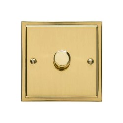 1 Gang 2 Way Trailing Edge LED Dimmer 10-120W in Polished Brass, Elite Stepped Flat Plate