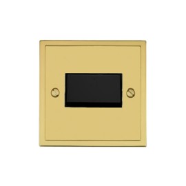 6A Triple Pole Fan Isolating Switch in Polished Brass with Black Trim Elite Stepped Flat Plate