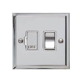 13A Switched Fused Spur in Polished Chrome and White Trim Elite Stepped Flat Plate