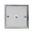 1 Gang Satellite Socket in Polished Chrome with White Trim Elite Stepped Flat Plate