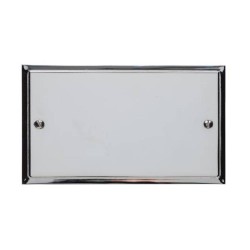 2 Gang Double Section Blank Plate in Polished Chrome Stepped Flat Plate