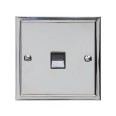 1 Gang Master Line Telephone Socket in Polished Chrome with Black Trim Elite Stepped Flat Plate