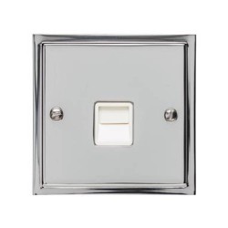 1 Gang Master Line Telephone Socket in Polished Chrome with White Trim Elite Stepped Flat Plate