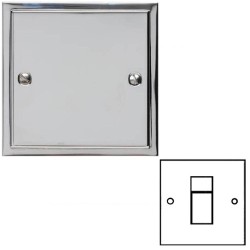 1 Gang RJ45 Data Socket in Polished Chrome with White Trim Elite Stepped Flat Plate