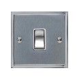 1 Gang 2 Way 10A Rocker Switch in Satin Chrome with Polished Chrome Edge and Rocker and White Trim, Elite Stepped Flat Plate
