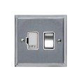 13A Switched Fused Spur in Satin Chrome Plate with Polished Chrome Edge and Rocker and White Trim, Elite Stepped Flat Plate