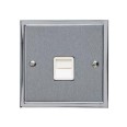 1 Gang Master Line Telephone Socket in Satin Chrome Plate with Polished Chrome Edge and White Trim, Elite Stepped Flat Plate
