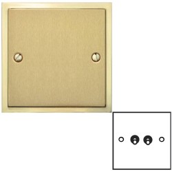 2 Gang 2 Way 20A Dolly Switch in Satin Brass Elite Stepped Flat Plate with Polished Brass Edge and Dolly