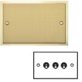 3 Gang 2 Way 20A Dolly Switch in Satin Brass Elite Stepped Flat Plate with Polished Brass Edge and Dolly
