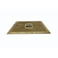 1 Gang Intermediate 10A Rocker Switch in Satin Brass with Polished Brass Edge and Rocker and White Trim, Elite Stepped Flat Plate