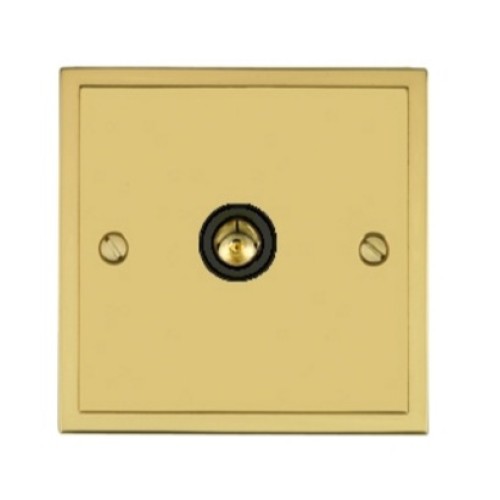 1 Gang TV/Coaxial Isolated Socket in Satin Brass Plate/Polished Brass Edge with Black Trim