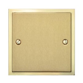 1 Gang Single Section Blank Plate in Satin Brass Plate with Polished Brass Edge, Elite Stepped Flat Plate