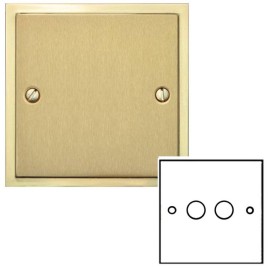 2 Gang 2 Way Push On/Off Dimmer Switch 400W in Satin Brass Plate with Polished Brass Edge and Dimmer Knobs, Elite Stepped Flat Plate