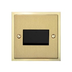 6A Triple Pole Fan Isolating Switch in Satin Brass Plate with Polished Brass Edge and Black Rocker and Trim, Elite Stepped Flat Plate