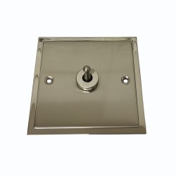 1 Gang Intermediate 20A Dolly Switch in Satin Nickel Elite Stepped Flat Plate with Polished Nickel Edge and Dolly